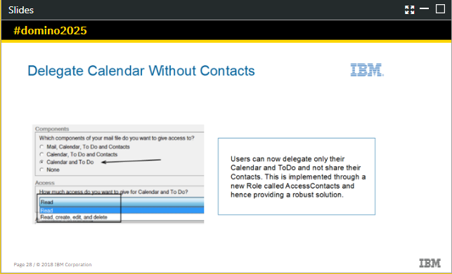 Delegating Notes 10 Calendar Without Sharing COntacts