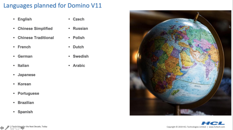 HCL Domino v11 languages